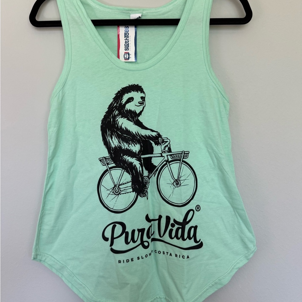 NWT Sloth Toes Mint Green Pura Vida Sloth Tank Top